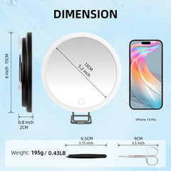 Suupvaor magnifying mirror with suction cups enables hands-free use on smooth surfaces.