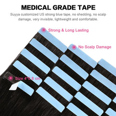 SUYYA straight hair extensions with skin weft provide natural texture.