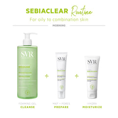 SVR Sebiaclear Moisturizing Face Cream texture-matte demonstrates a velvety, non-oily finish.