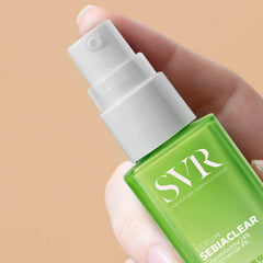 SVR Sebiaclear application shot demonstrates easy massaging for blemish control