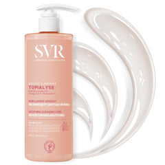 SVR Topialyse Cleansing Balm fragrance-free jar shows creamy texture for dry, sensitive skin.