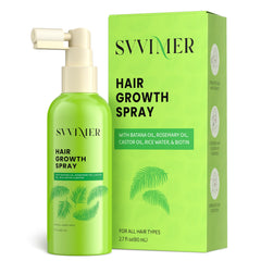 Svvimer Hair Growth Serum Spray bottle highlighting rosemary and batana oils for thicker-looking hair.