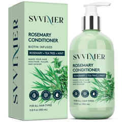 Svvimer rosemary hair thickening conditioner bottle promising fuller-looking hair and nourishing hydration.