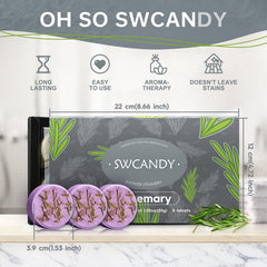 SWCANDY rosemary shower steamers placed in the bath releasing lasting fragrance.