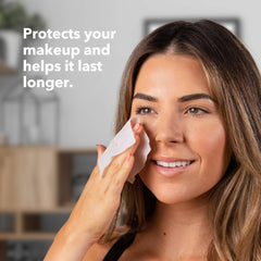 SweatBlock face wipes applied on clean skin helps makeup stay put