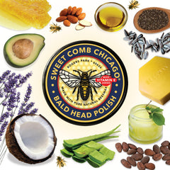 Sweet Comb Chicago Bald Head Polish tin texture ready for matte or shine finish.