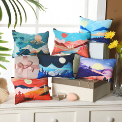 Sweetude Mountain pattern with lakeside design highlights stylish prints for daily cosmetics.
