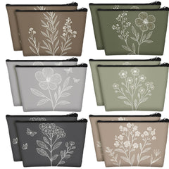 Sweetude vintage flowers makeup bag front view for organized cosmetics on the go