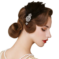 SWEETV 1920s feather headpiece detailed feather plume for Gatsby-inspired look