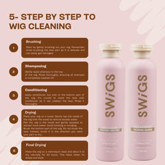 Swigs wig conditioner applying smooth hydration to fibers.