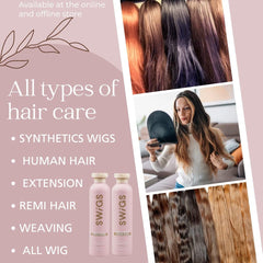 Swigs wig conditioner tube emphasizes softness and detangling ready for daily wear.