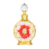 Swiss Arabian Layali Rouge bottle closeup highlighting luxury perfumery craftsmanship and lasting aroma.