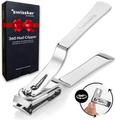 Swissker nail clippers with 360-degree rotating head for precise trims and versatile angles.