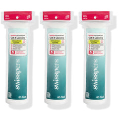 Swisspers premium exfoliating cotton rounds pack-3 ready for at-home use.