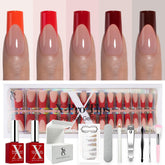 SXC Cosmetics French Tip Press On Nails Red Series close-up bold red tips for instant glam