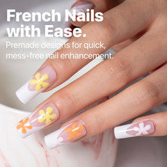SXC Cosmetics Pink French Tip Nails close-up showing delicate design and pink tip.