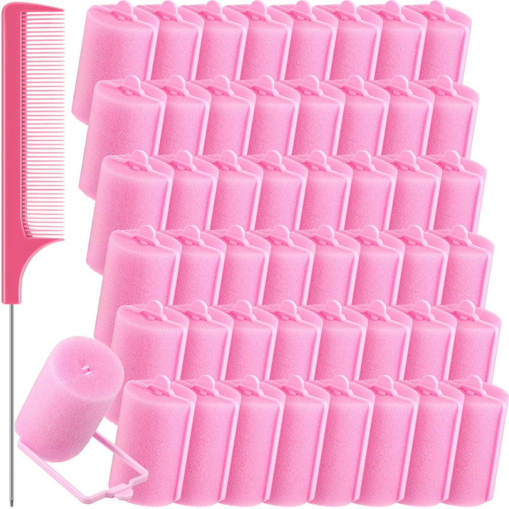 Syhood foam sponge hair rollers pink set for gentle, heat-free curls.