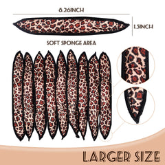 Leopard cloth cover on rollers for comfortable sleep-in curling.