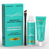 Sylvia Lashes professional tint kit in medium brown dye cream for quick root touch-ups.