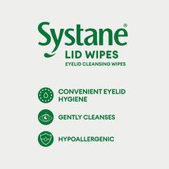 Systane Lid Wipes close-up of a sterile, pre-moistened wipe for hygienic eyelid care.