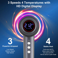Syvekk hair dryer temperature-settings show versatile styling options.