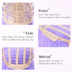 T-color Purple Bob Wig adjustable-cap ensures secure, comfy fit.