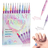 Tabriyot 12-color nail art pens set swatches show vibrant quick-dry designs for home manicures
