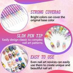 Tabriyot water-based nail art pens patterndrawing ready for detailed designs