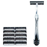 Taconic Shave heavyweight razor handle with chrome plating and grip for a secure wet-shaving hold