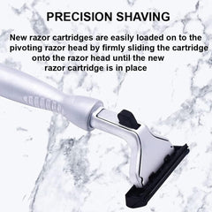 Taconic Shave textured ergonomic grip provides secure control during shaving
