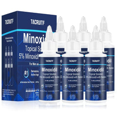 Tacruitf 5% Minoxidil Biotin bottle shown for fuller-looking hair.