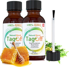 Tag Off Serum thuja occidentalis leaf emphasizes botanical skin care roots.