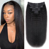 Tahikie kinky straight clip-in extensions with 8 pieces and 18 clips for easy volume