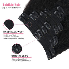 Tahikie natural black kinky straight texture clip-in extensions for versatile styling