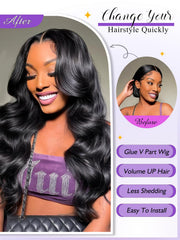 Tahikie V Part Wig right front view highlighting seamless blend with hairline