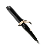 TAIFF Curves curling iron barrel close-up showing black titanium surface for smooth curls and reduced frizz