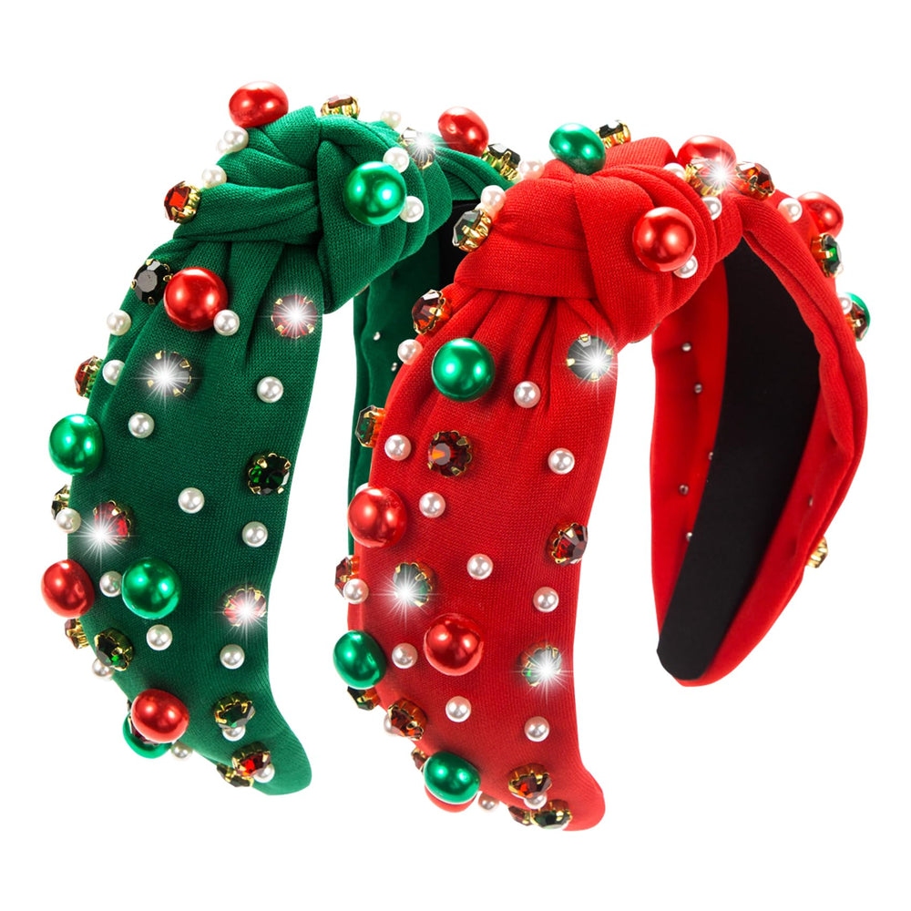 TailaiMei Christmas headband, red rhinestones, adds festive sparkle for holiday parties.