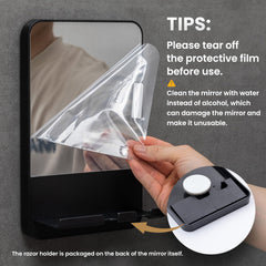 TAILI fogless mirror installation is removable without residue on glass, tile, or stainless surfaces.