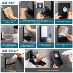 TAILI shower mirror storage tray keeps shaving gel within reach
