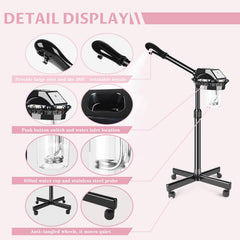 Takeashine adjustable height facial steamer demonstrates flexible comfort for varied users
