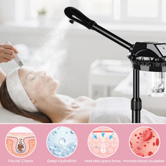 Takeashine facial steamer with 360 rotating nozzle for precise mist distribution