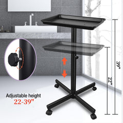 Takeashine salon tray adjustable height highlights customizable work surface for comfort.