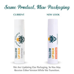 Tallowbourn grass-fed beef tallow ingredient close-up signaling nourishing lip care.