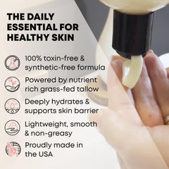 TALLOWRX jojoba oil blend image emphasizes smoothing hydration for face and body.
