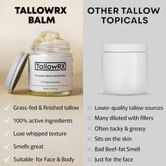 TALLOWRX vanilla-scented balm glides on lips with gentle hydration.