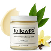 TALLOWRX whipped tallow honey balm jar close-up shows creamy texture for deep hydration.