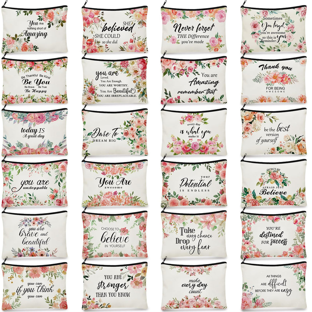 Talltalk pink flower pattern makeup bag for travel organization.