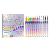 Talzpro 12-colors nail art pens set swatches show vibrant pigments for bold designs.
