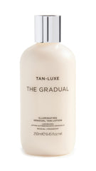 Tan-Luxe Gradual glow bottle demonstrates buildable, natural color