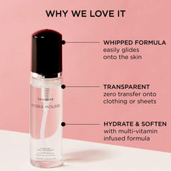 TAN-LUXE Hydra Mousse foam closeup highlights transfer-free, skin-friendly formula